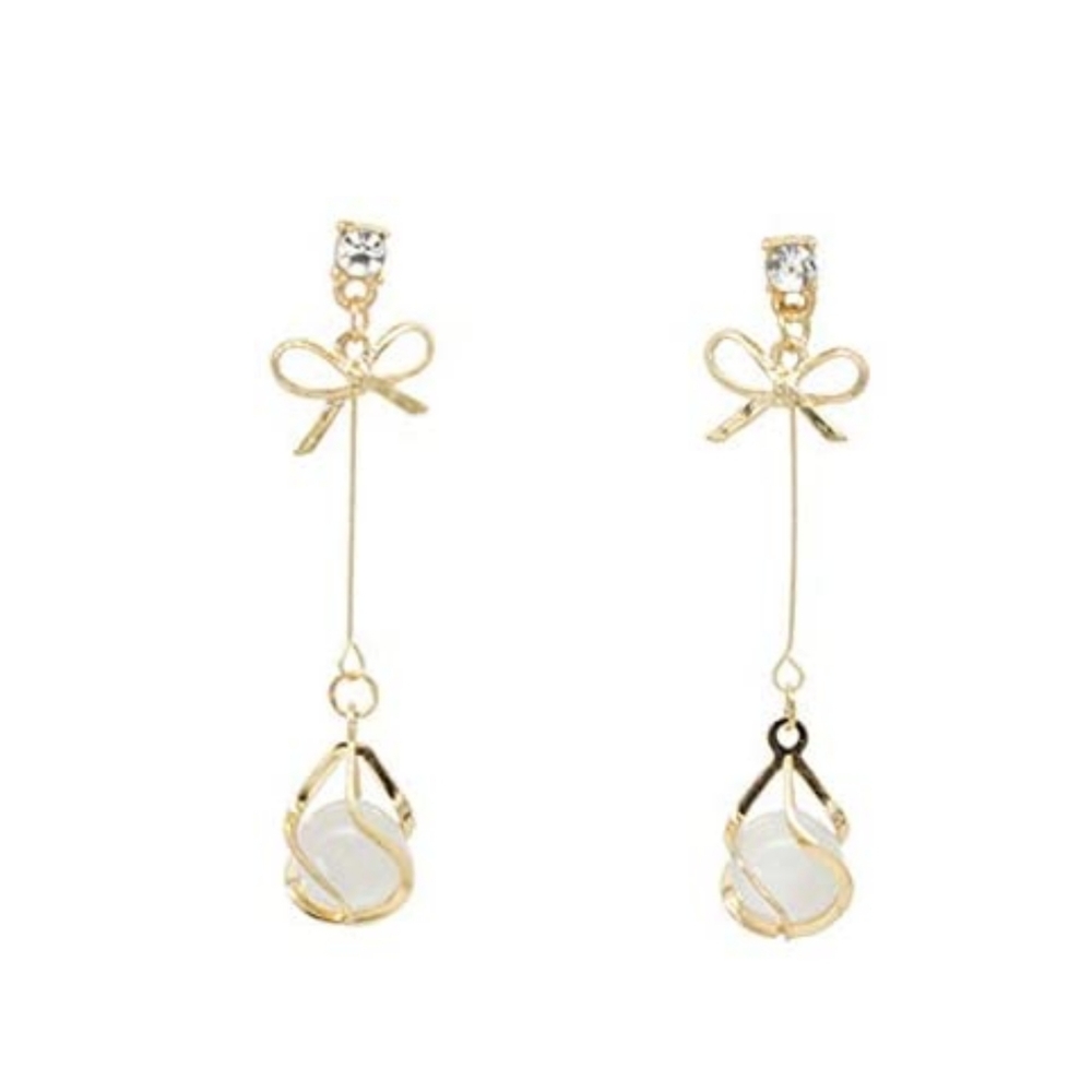 Long Tassel Drop Opal Earrings